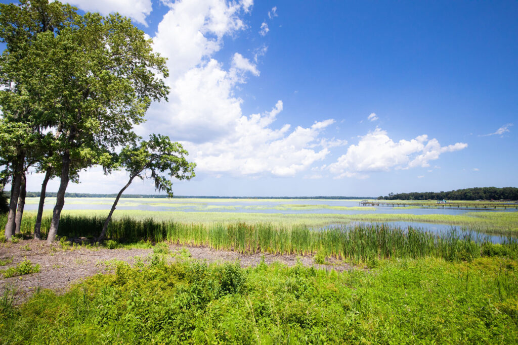 lake with view of pier